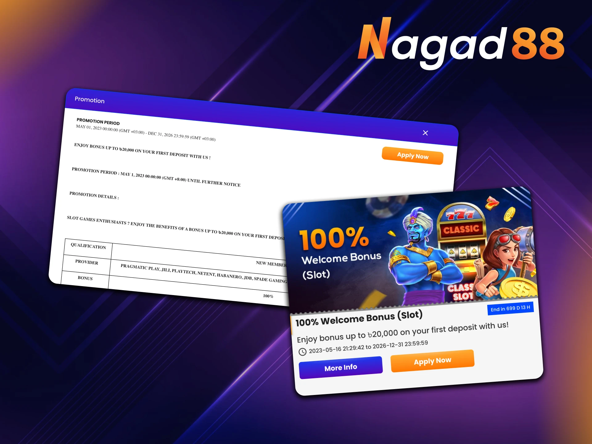 Take advantage of Nagad88 casino welcome bonus.