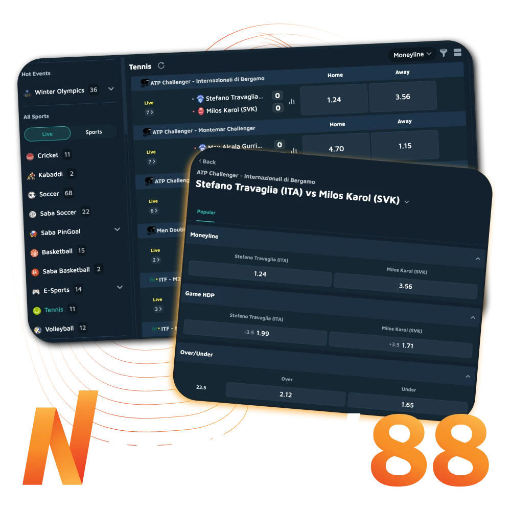 Nagad 88 ensures that players have everything they need to bet on their favourite tennis matches.