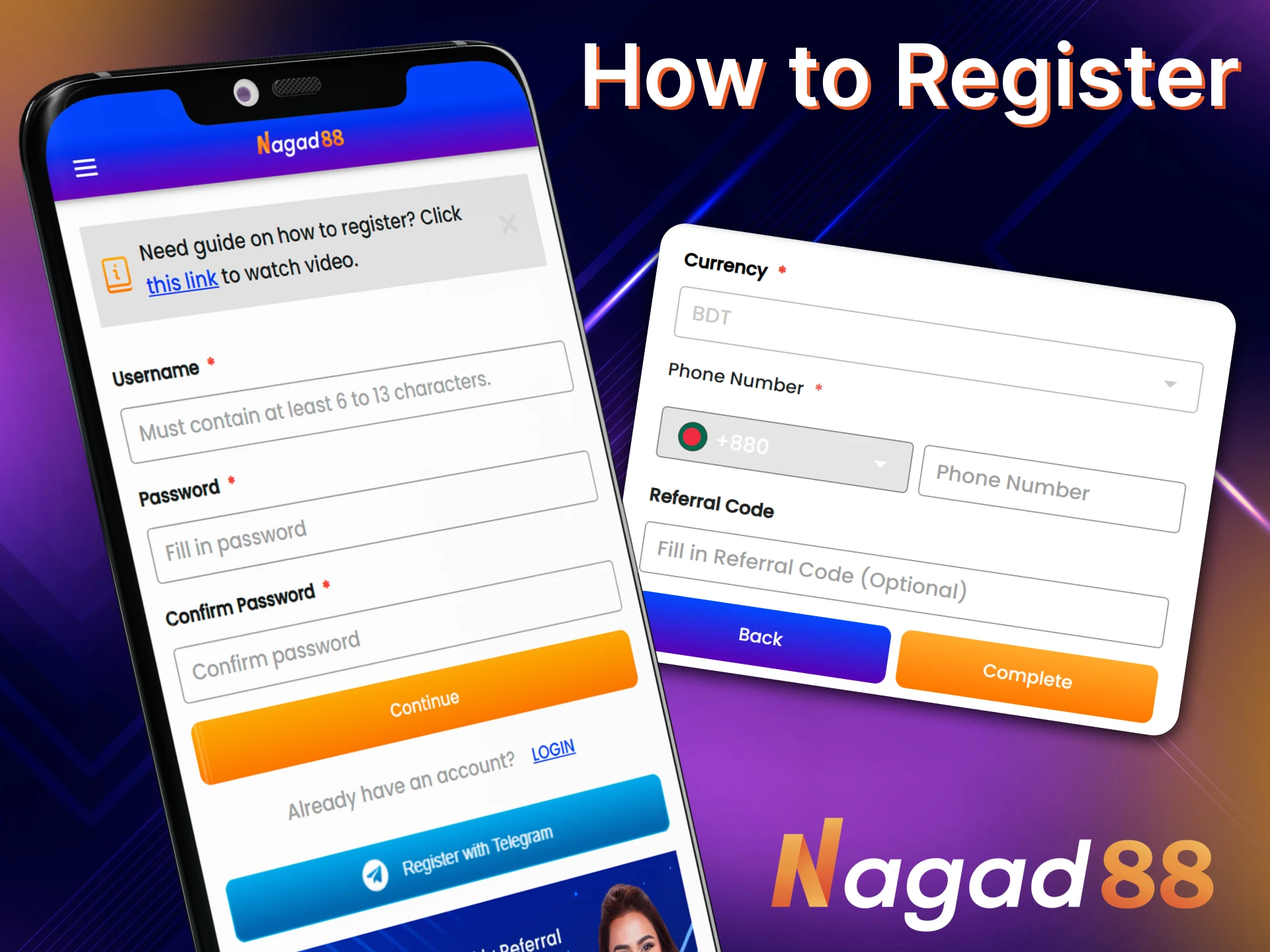 Create a new account through the Nagad88 app registration form today.