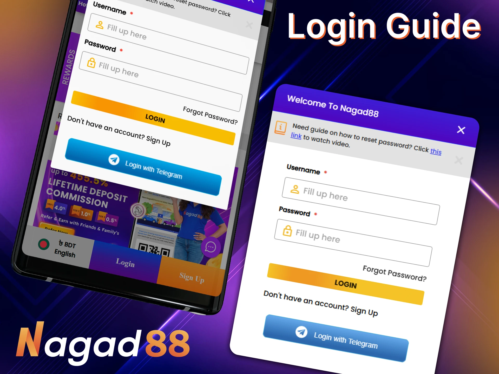Use your credentials for a secure Nagad88 app login on mobile.