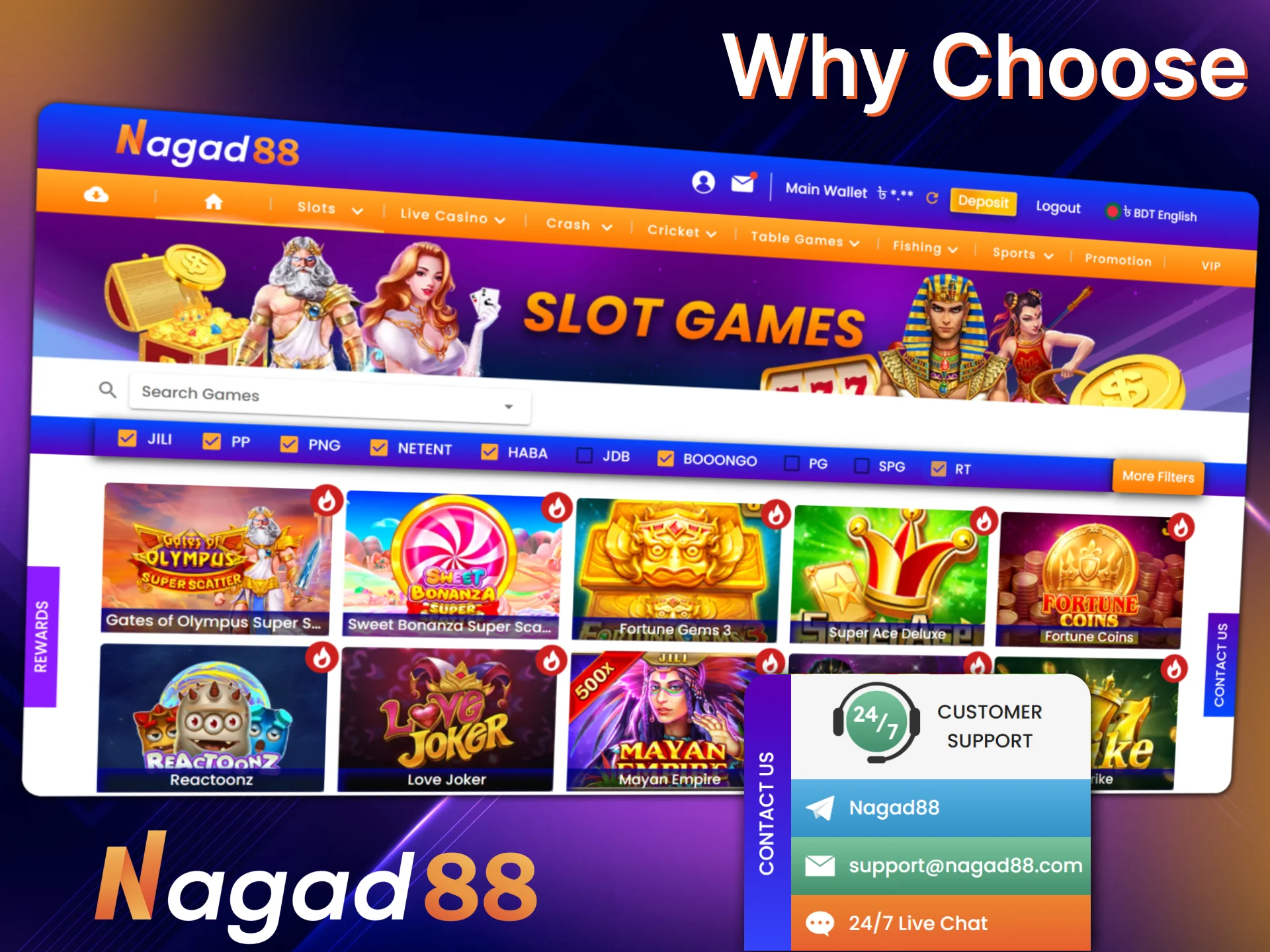 Discover the main benefits of playing at Nagad88 casino.